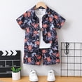 thumbnail image 2 of FYDUU Boys Summer Outfits Sets Casual Beach Short Sleeve Button Down Hawaiian Shirt Shorts Two Piece Set For Kids Toddler Boys Playwear 4-5 Years, 2 of 6