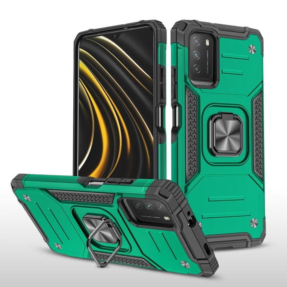 Funda de teléfono para Poco M3 de Uso Rudo Shock color + Mica de Cristal