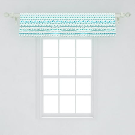 Blue Nautical Window Valance Silhouettes Of Abstract Waves Curves