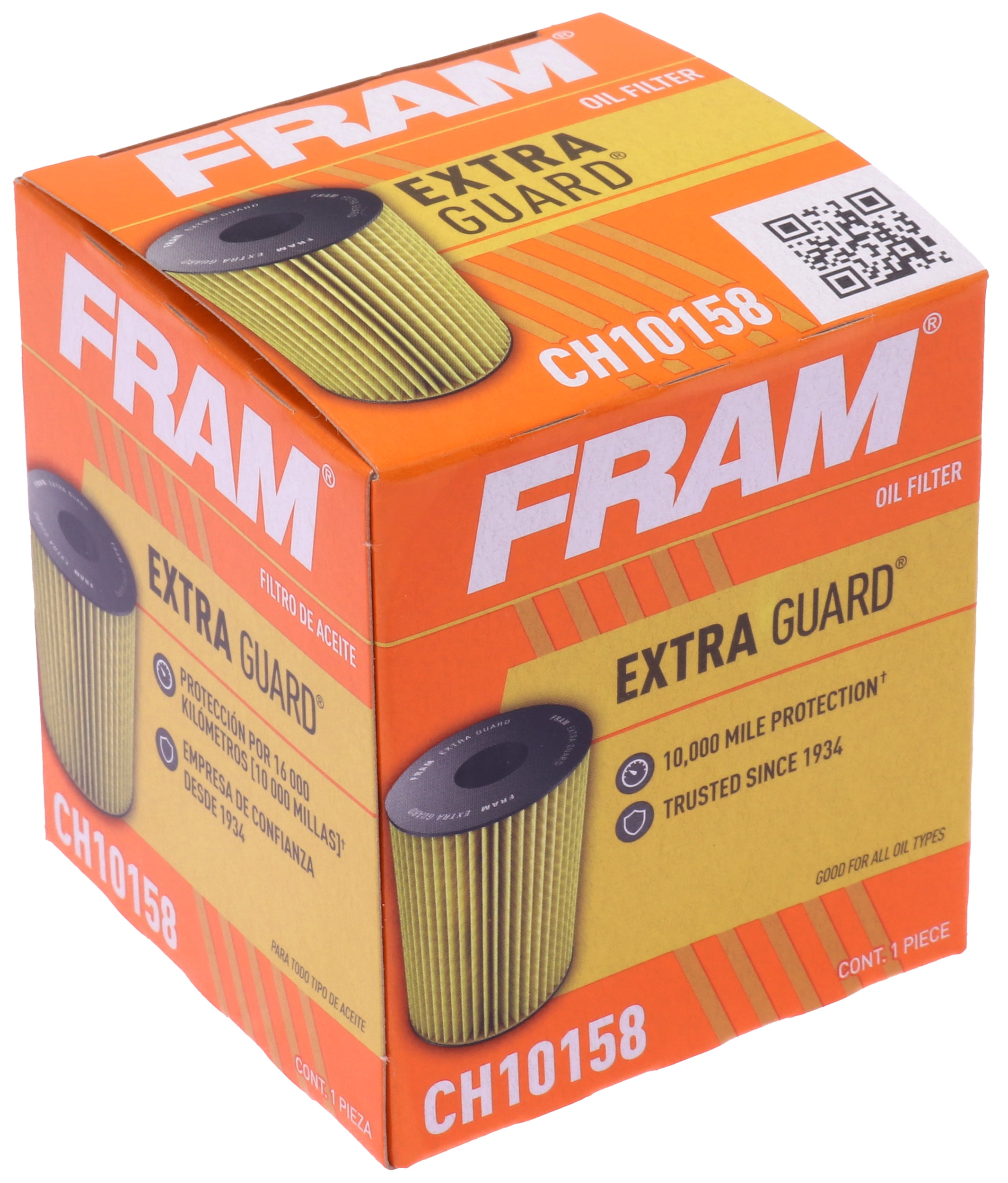 FRAM Extra Guard Oil Filter, CH10158, 10K Miles, Replacement Oil Filter Fits Select Vehicles