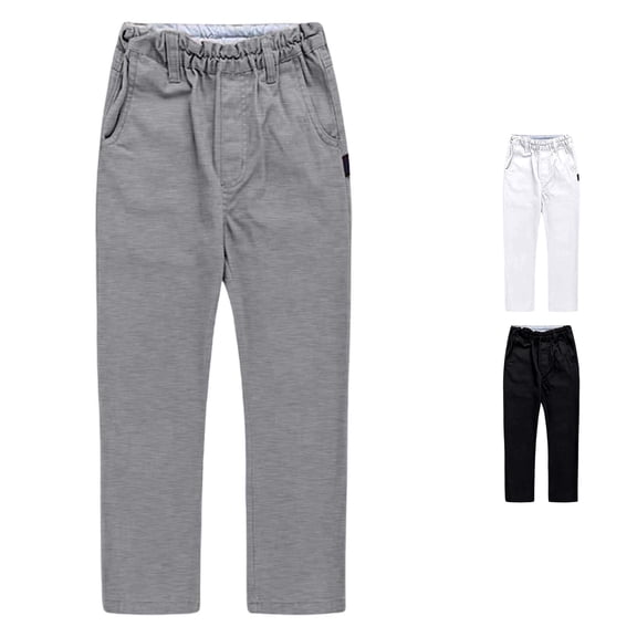 JCCXIN Toddler Kids Boys School Uniform Pants Flat Front Stretch Chino Pants Dressy Elastic Waist Straight Leg Trouser With Pockets Solid Color Casual Daily Cool Party Bottoms,Grey,8-9 Years