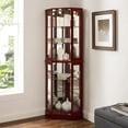 thumbnail image 3 of CKEASEAN Lighted Corner Curio Cabinet with Doors - Wooden Display Cabinet with Tempered Glass Shelves and Lights for Living Room, Dining Room（E26 light bulb not included), 3 of 15