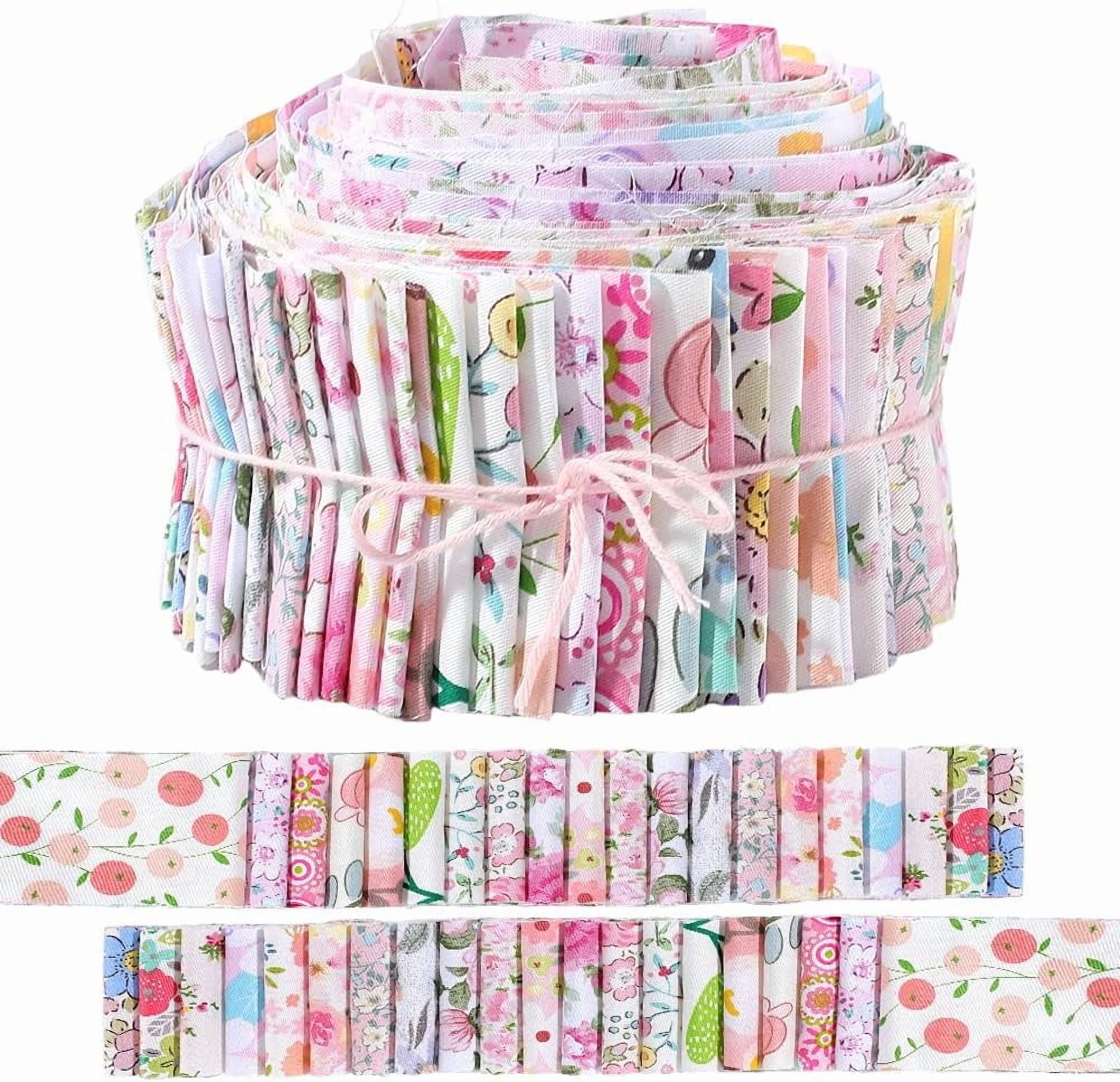 40Pcs Cotton Floral Jelly Roll Fabric 39 x 2.6in Cotton Quilting Bundle Precut Patchwork Spring Summer Flower Quilting Strip Chinoiserie Fabric for Blanket Rug Uolstery Home Decor Crafts 1set