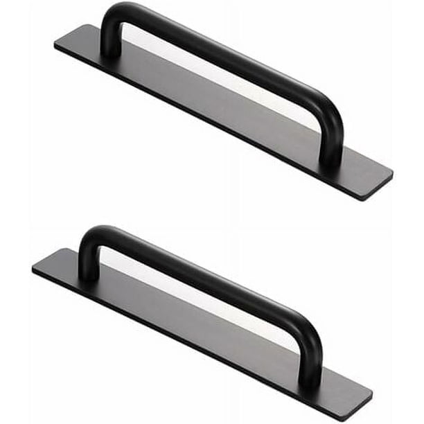 Tiradores autoadhesivos Tiradores autoadhesivos para puertas y ventanas de 2 piezas Tiradores para puertas a presión Tiradores de aluminio autoadhesivos Tiradores para muebles (negro) RUIOIU