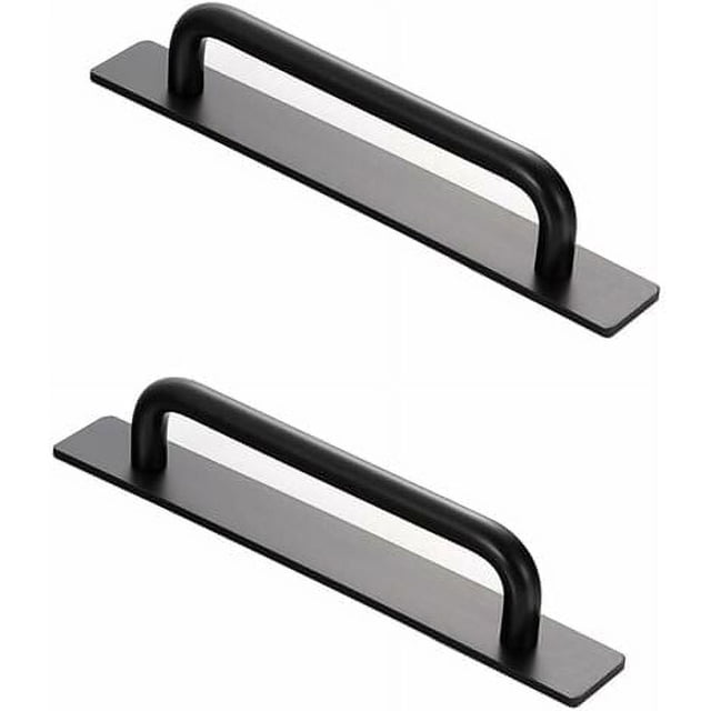 Tiradores autoadhesivos Tiradores autoadhesivos para puertas y ventanas de 2 piezas Tiradores para puertas a presión Tiradores de aluminio autoadhesivos Tiradores para muebles (negro) RUIOIU