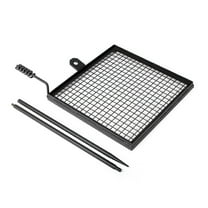 Ash & Ember Adjustable Swivel Grill, Steel Mesh Wire Cooking Grate with Spike Pole, Open Fire Portable BBQ Camping Gear