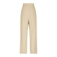 thumbnail image 5 of DPTALR Women's Ribbed Barrel Leg Wide Leg Comfy Fall Business Casual Lounge Pants,Khaki,Size M, 5 of 8
