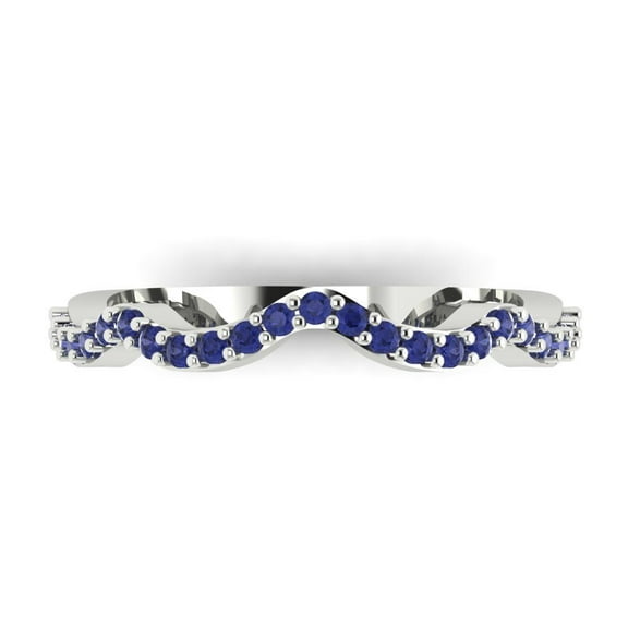 0.23 ctw Wedding Band for Women - 18K White Gold Simulated Tanzanite Stackable Eternity Ring