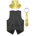 thumbnail image 4 of TiaoBug Men Women Sparkling Sequin Sleeveless Waistcoat Vest+Hat+Necktie for Disco Theme Party Gold 3XL, 4 of 6