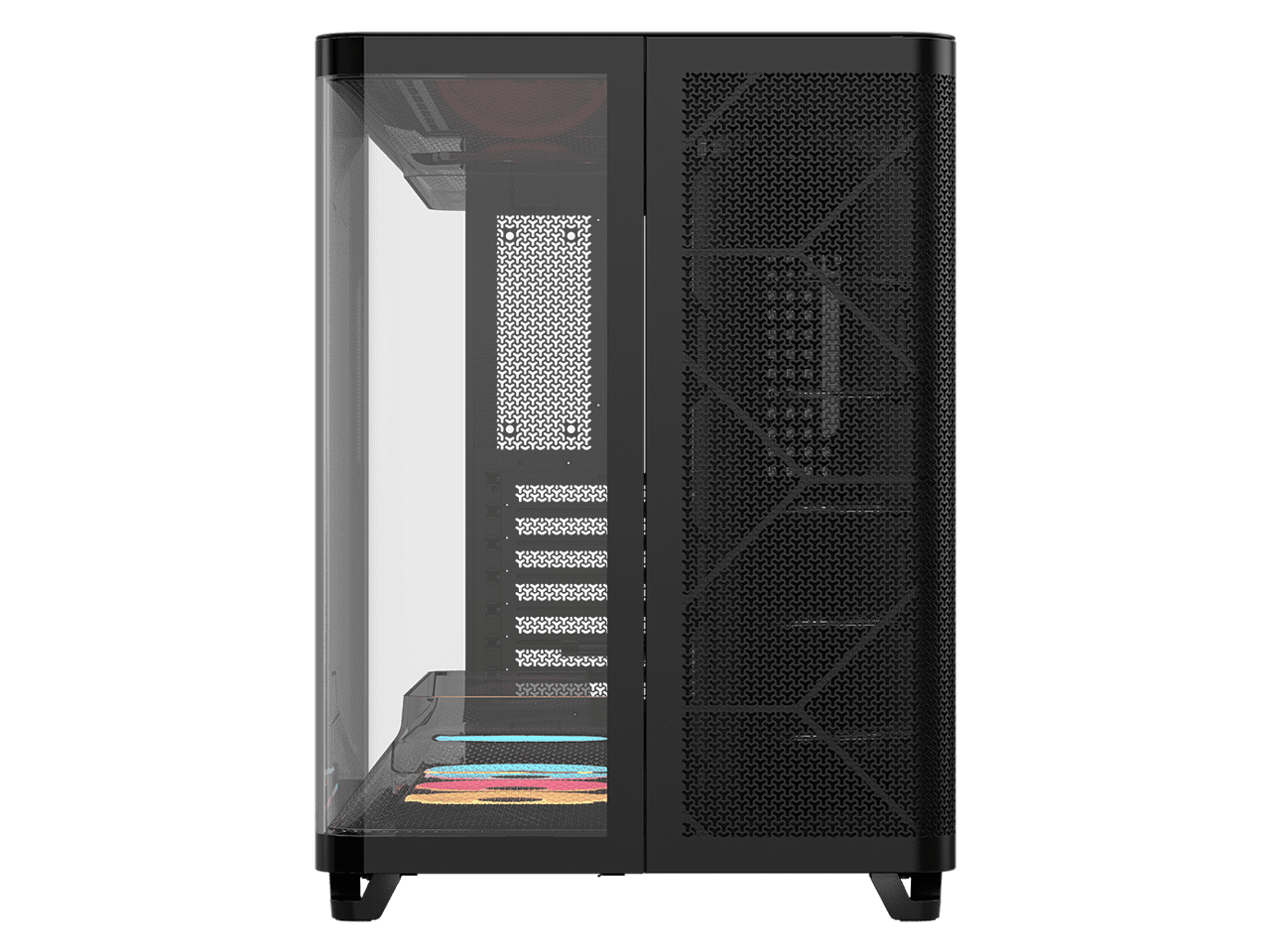 Corsair AIR 5400 LX-R RGB iCUE LINK Triple Chamber Mid-Tower PC Case-Black with 3x iCUE LINK LX-R RGB 120mm reverse-rotor fans and System Hub Pre-Installed, BTF Back Plug Motherboard Design