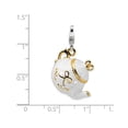 thumbnail image 2 of 925 Sterling Silver Polished Fancy Lobster Closure Gold Plated WhiteEnameled Tea Pot With Lobster Clasp Charm 31x17mm Pe, 2 of 2