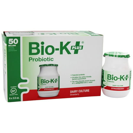 Bio-K Plus - Produits laitiers Culture probiotique 50 milliards CFU saveur de fraise - 6 x 3,5 oz