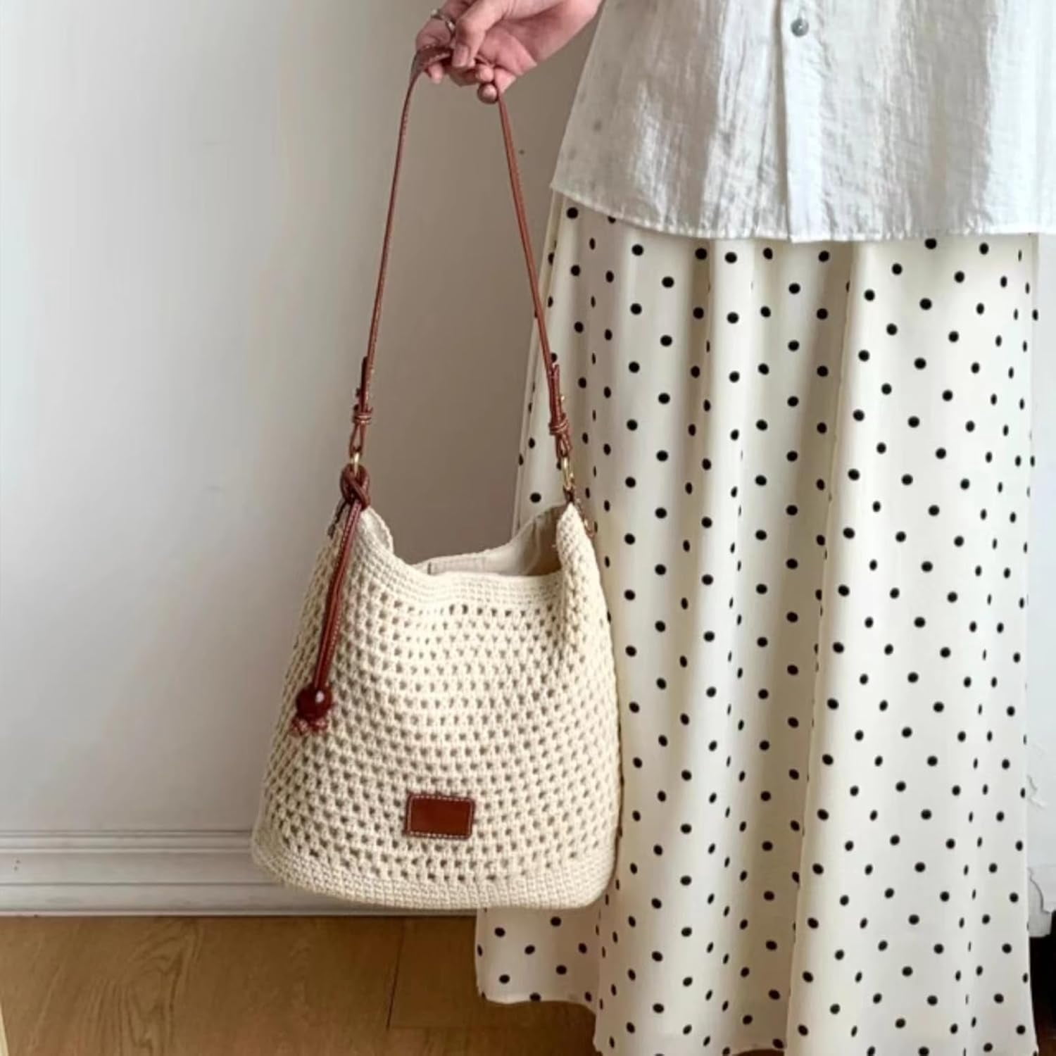 CAILDANL Summer Knitted Shoulder Bag bags for 2025, Bohemian Hobo Beach bag Casual Designer Purse for Women