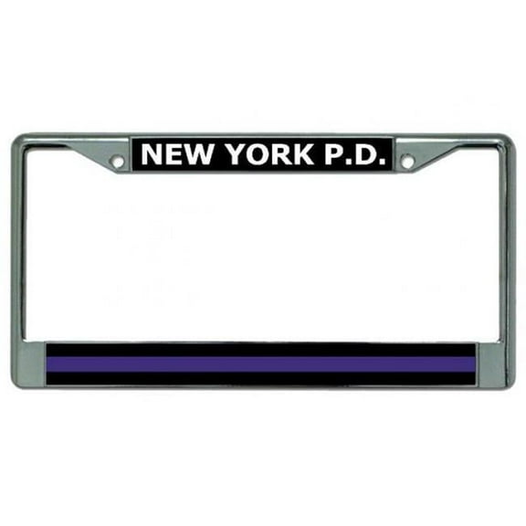 New York P.D. Thin Blue Line Chrome License Plate Frame
