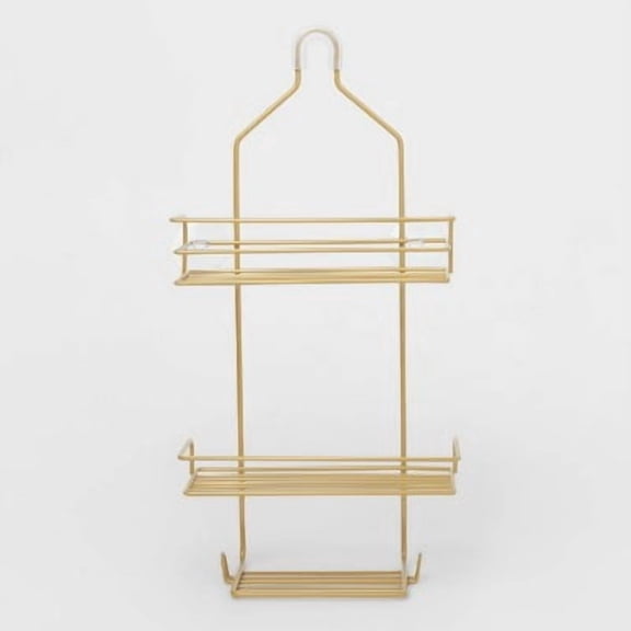 Metal Over The Shower Storage Brass Bathroom Organizer, Gold Tone, 20" High, 10" Long