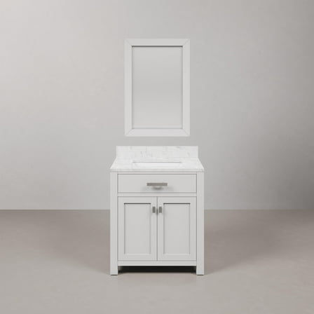Water Creation Madison 30" Solid Hardwood Single Bathroom Vanity in White/Chrome