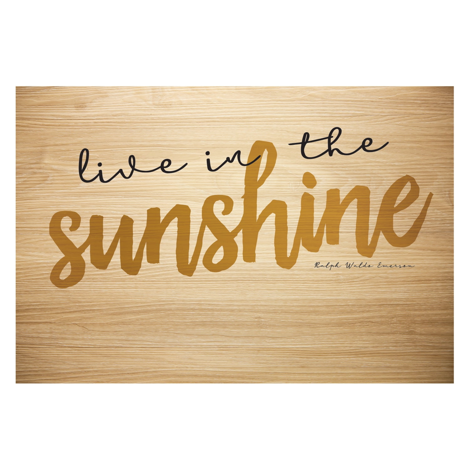 Personalized Planet 27x18 Ralph Waldo Emerson Live in The Sunshine Doormat with Custom Family Name Printed on Light Brown Rectangular 1/4” Thick Non Slip Mat for Kitchen Hallway Deck or Porch