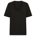 thumbnail image 2 of Camisetas de Mujer con Cuello en V, Corta, Informales, Holgadas, de Verano Negro M, 2 of 6