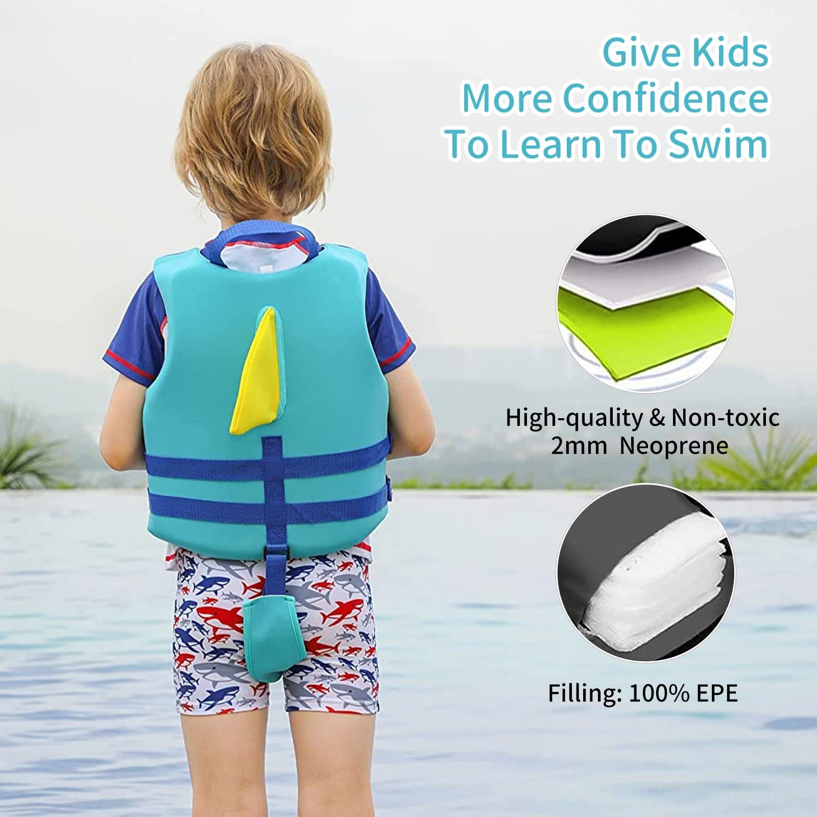 Gogokids Kids Swim Vest Life jackets for Toddler,Buoyancy Float Swim Learning Training Swimwear Vest Suitable for Boys and Girls 33-77 lbs/1-9 Years