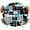 Teal, variant on Elastic Fitted Round Tablecloth, Teal Blue Black Geometric Waterproof Stretch Table Cover for 36"-44" Tables, Modern Abstract Art Block Washable Outdoor Tablecloths for Patio, Picnic, Camping