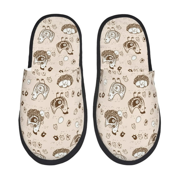 Silkie Chicken With Floral Slippers for women and Men, House Shoes for Unisex, Indoor House Shoes-Medium