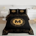 thumbnail image 2 of Manfei Initial M Letter Bedding Comforter Set, Black Gold Aztec Geometric Twin Comforter Sets, Vintage Western Style Reversible Bedding Set, Super Cozy Room Decor, 2-Piece, 2 of 8
