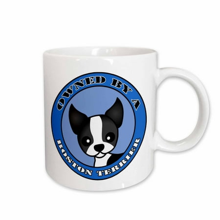 

3dRose Owned By a Boston Terrier - Blue Ceramic Mug 11-ounce