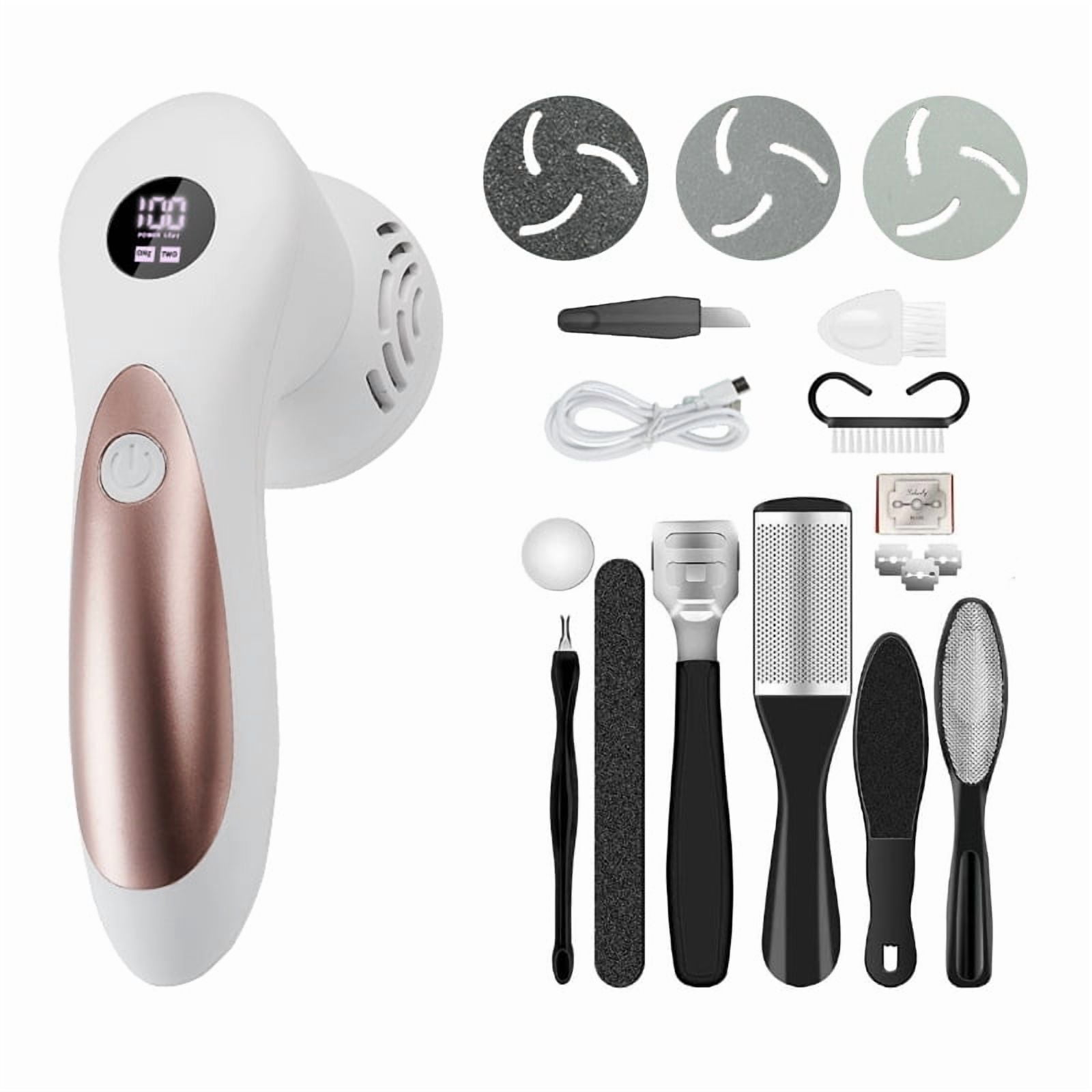Callus trimmer, foot care, electric foot grinder, pedicure device, intelligent digital display and dual-speed adjustment, easy to clean and washable.