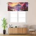 thumbnail image 2 of Japanese Style Kitchen Valance Curtain Rod Pocket Cherry Blossom Lake Boat Sunset Scenery Window Treatment Valance Curtains for Bathroom 54 by 18 in, 1 Panel, 2 of 6