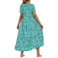 thumbnail image 6 of Sakmal Womens Summer Dresses Floral Boho Ruffle Comfort Fit Short Sleeve Green Maxi Sundress, 6 of 6
