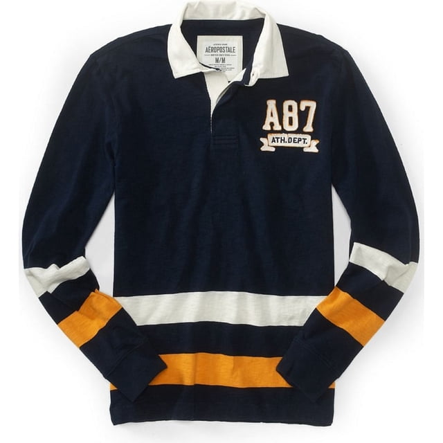 Aeropostale A87 Jersey Rugby Polo para hombre, azul, grande