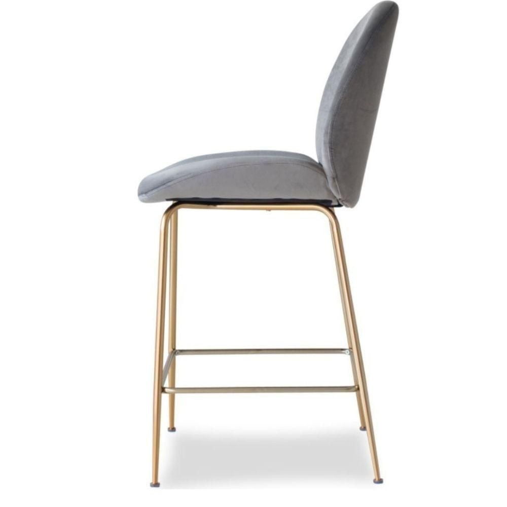 Take Me Home Velvet Stool with Gold Legs Set of 2 Comfortable Velvet Stools with Footrest for Kitchens, Bars, and Contemporary Spaces