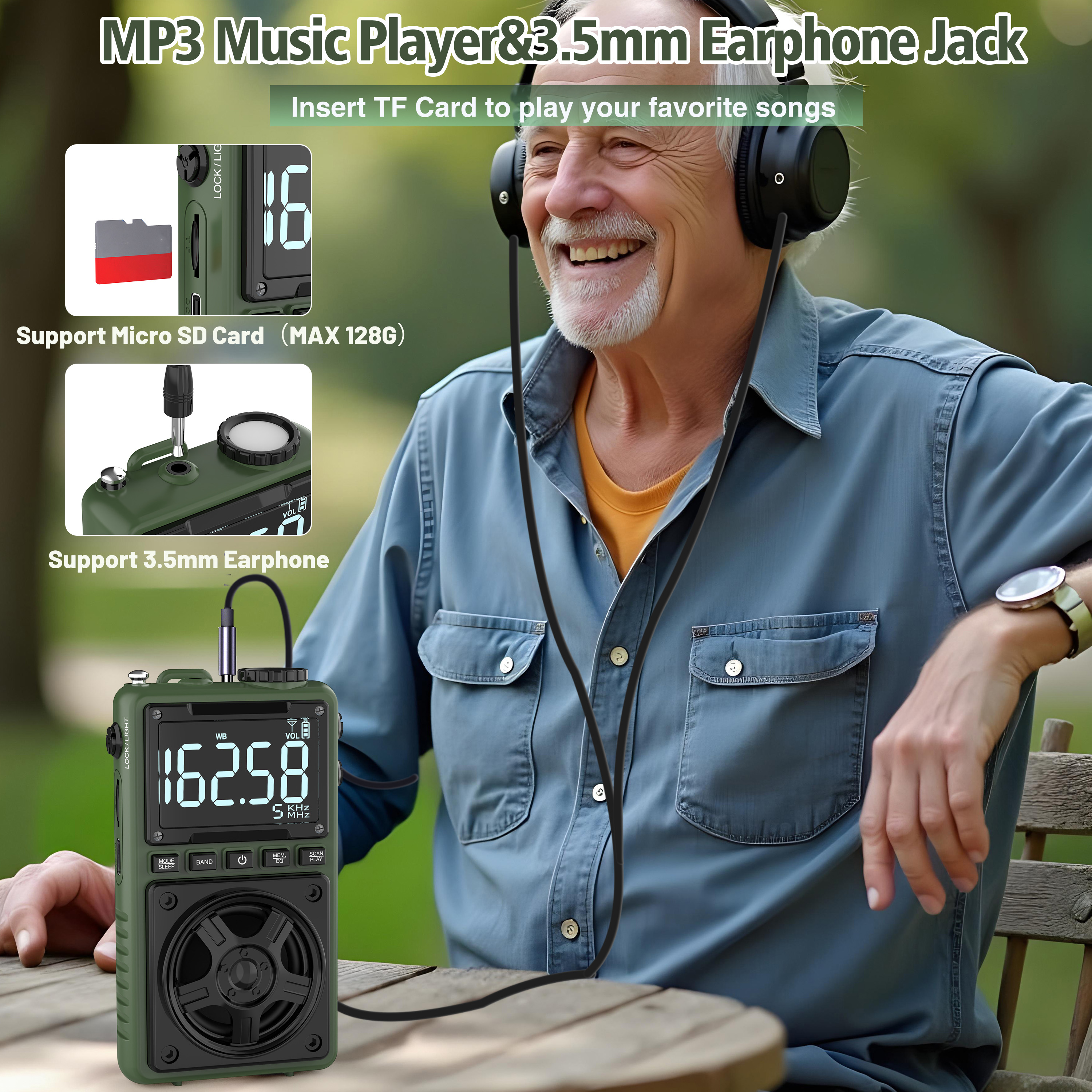 Greadio Bluetooth Rechargeable AM FM Radio with NOAA Weather Alert,Portable Pocket Radio with Best Reception, Portable Radio with Bluetooth for Outdoor, Home