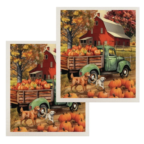 Briarwood Lane Autumn Farm Swedish Dishcloth (2-pack)