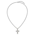 thumbnail image 4 of Chisel Stainless Steel Antiqued and Polished Cracked Cross Pendant on a 20 inch Box Chain Necklace, 4 of 5