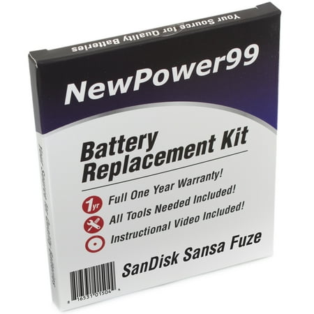SanDisk Sansa Fuze (SanDisk Sansa Fuze+) Battery Replacement Kit with Tools, Video Instructions, Extended Life Battery and Full One Year Warranty