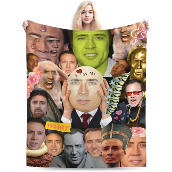 Blanket Nicolas Cage Soft and Comfortable Warm Fleece Throw Blankets Yoga Blankets Beach Blanket Picnic Blankets Gift for Dorm room office decor Sofa Bed Camping Travel All Season