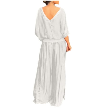 GERsome Women s Summer 2 Piece Outfits Short Sleeve V Neck Pullover Tops and Wide Leg Pant Sets Casual Travel Tracksuit S-5XL (White 3XL)