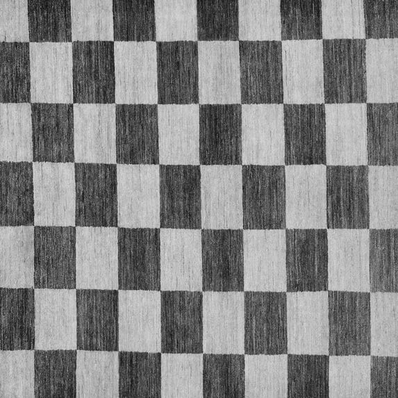 Ahgly Company Indoor Square Checkered Gray Modern Area Rugs, 3' Square