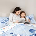 thumbnail image 5 of jejeloiu Blue Bowknot Bow Full Size Comforter Sets,Retro Bohemian Floral Bedding Sets For Girls Kids Reversible 3pcs, 5 of 8