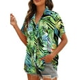thumbnail image 3 of Glookwis Women Lapel Neck Shirts Single Breasted Blouse Casual Loose Tunic Shirt Button Down Hawaiian Style Tops, 3 of 4