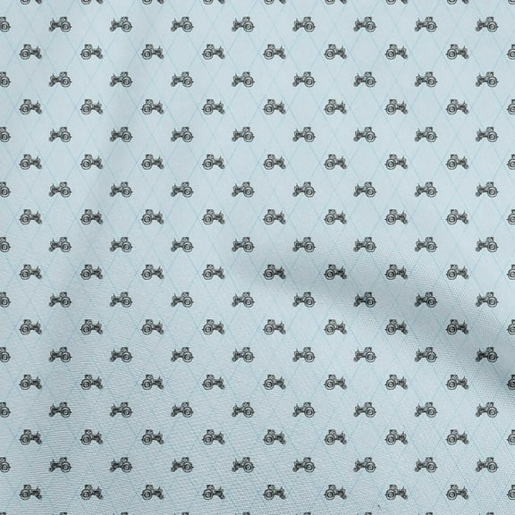 oneOone Polyester Spandex Light Blue Fabric Tractor Sewing Craft Projects Fabric Prints By Yard 56 Inch Wide
