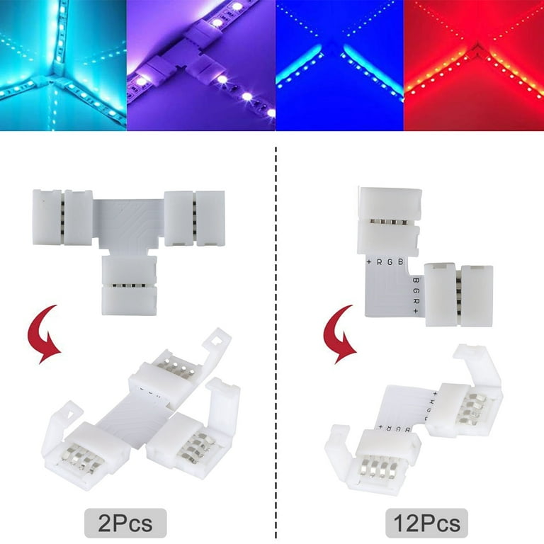4 Solderless Clamp-On Jumper Connector - 10mm RGB LED Strip Lights