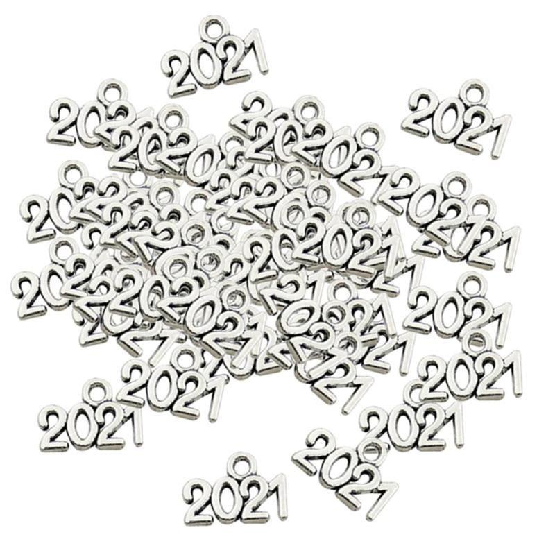 100 Tibetan Silver Charms 2020 Number DIY Pendants for Necklace Jewelry Findings 