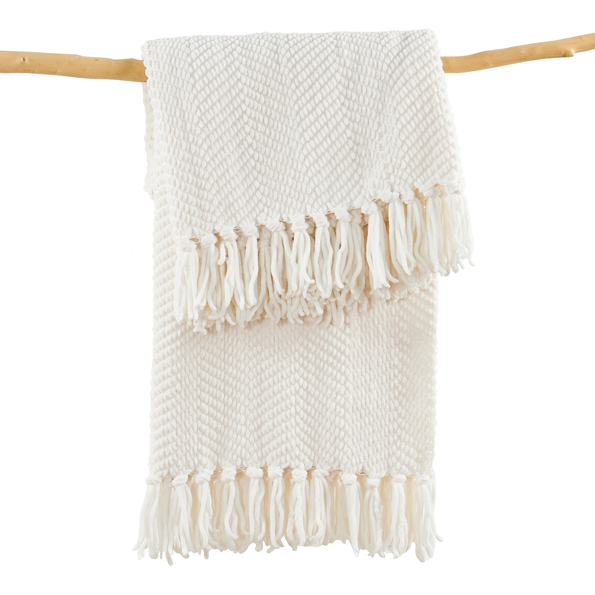 Home Soft Things Reversible Tweed Throw Blanket, Super Soft & Cozy - Antique White, 60x80"