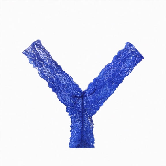 HCNTES Women Mid Rise Thong Panties with Rear Lifting Strings Soft Cotton Plus Size Underwear (Blue,One Size)