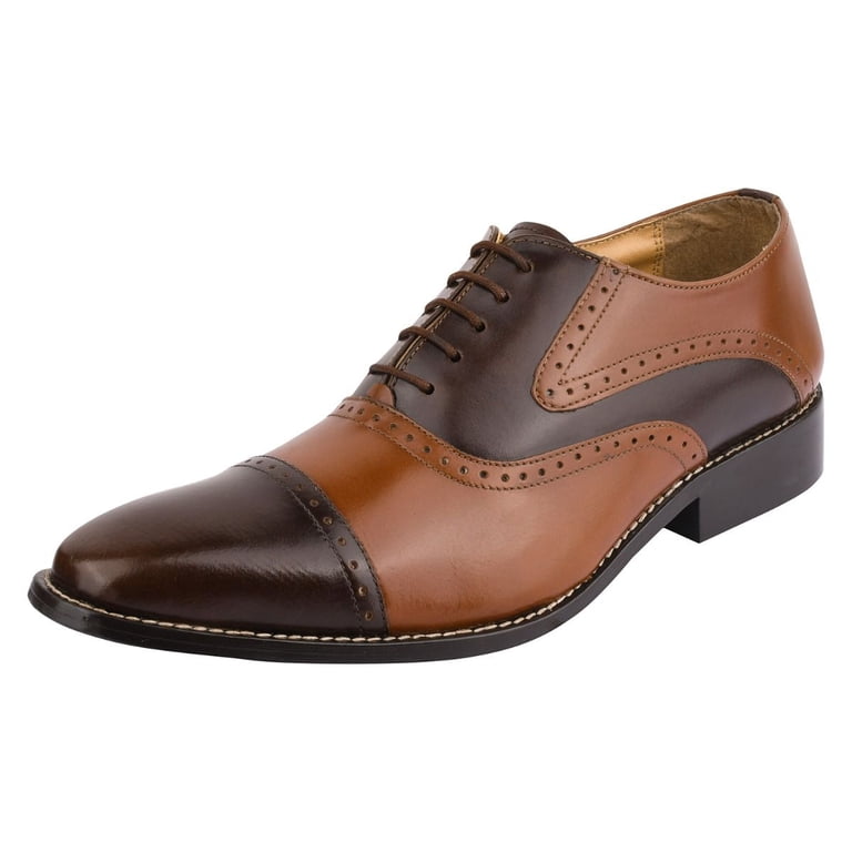 LIBERTYZENO Mens Handmade Leather Cap Toe Oxford Dress Shoes - Walmart.com