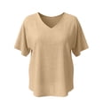thumbnail image 5 of Casual Loose Fit Button Up Blouse Tunic Short Sleeve Summer Shirt with Pocket for Women - Versatile Everyday Outfit Easy Care and, M, Khaki, 5 of 5