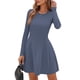 thumbnail image 3 of Vestido PRETTYGARDEN XX-L Mini Plisado de Manga Larga Azul, 3 of 8