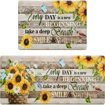LAMIRO Sunflower Kitchen Rugs Set of 2 Farmhouse Kitchen Mats for Floor Anti Fatigue Mats for Kitchen Floor,Butterfly Floral Kitchen Rugs Non Slip Washable Kitchen Floor Mats,18"x 30" 18"x 48"